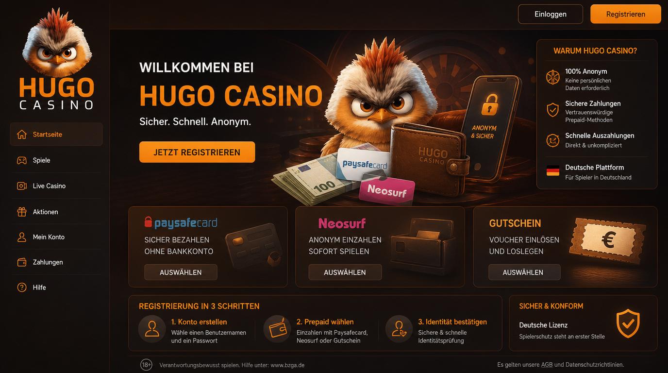 Prepaid-Gutscheine und Identitätsprüfung in Hugo Casino