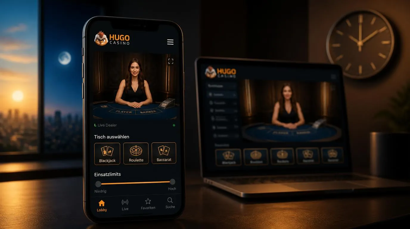 Live-Casino-Lobby auf dem Smartphone mit Dealer-Stream, Tischübersicht und sichtbaren Einsatzlimits